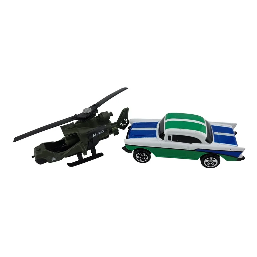 Matchbox 57 Chevrolet Bel Air & Military Helicopter Lot GOOD Vintage Toys Racing